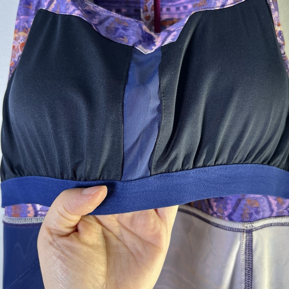 Title Nine Sz 14 Nimblene Arabella Quick Dry Shelf Bra Back Zip Purple Dress Gym - Picture 15 of 16